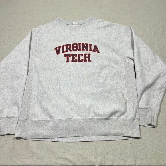 Champion Reverse Weave Virginia Tech Hokies Vintage Crewneck Sweatshirt Gray L - Picture 2 of 8